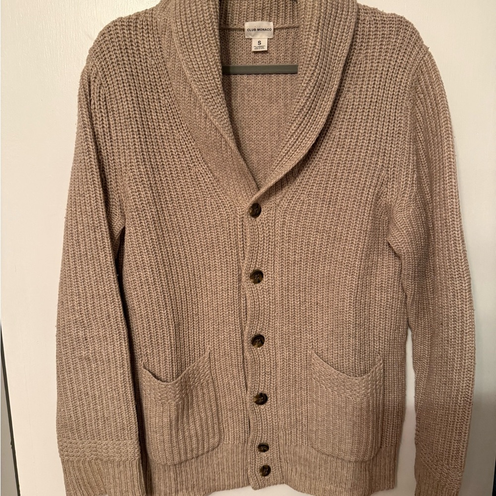 Club Monaco Tan Shawl Collar Cardigan